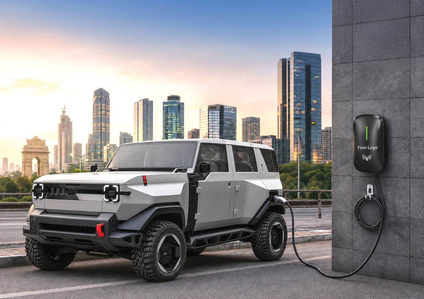 Sisha Green Tech EV charging in a city setting